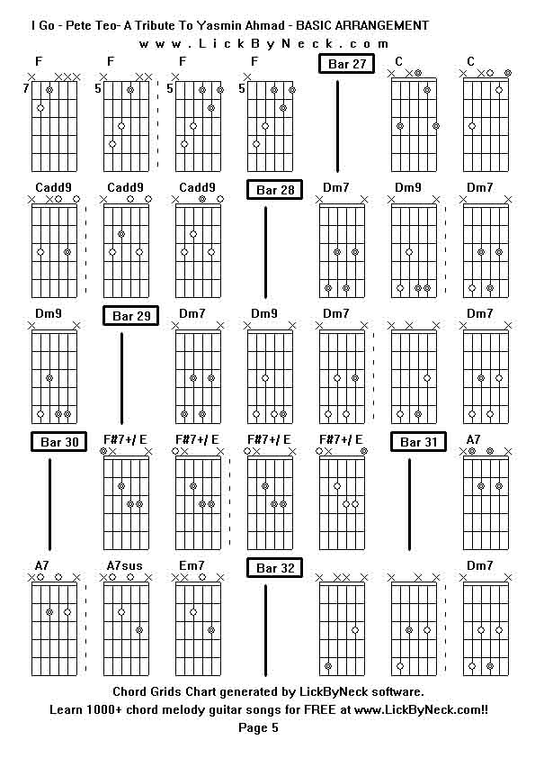 Chord Grids Chart of chord melody fingerstyle guitar song-I Go - Pete Teo- A Tribute To Yasmin Ahmad - BASIC ARRANGEMENT,generated by LickByNeck software.